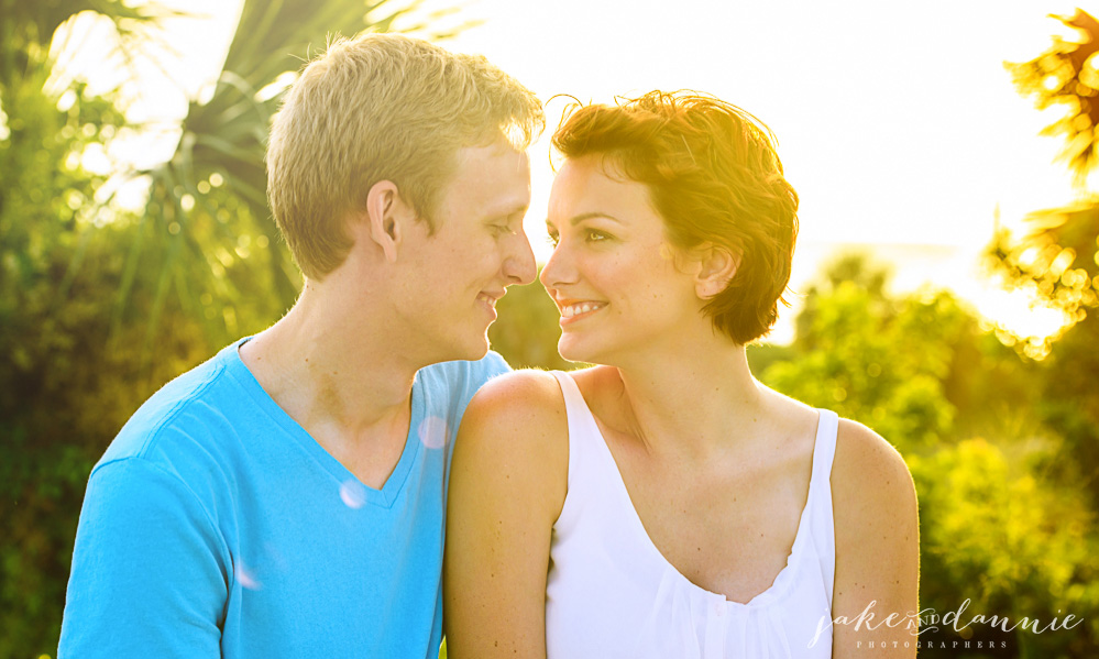 The sun shines between our lovely couple in this photograph from Fort DeSoto, Florida