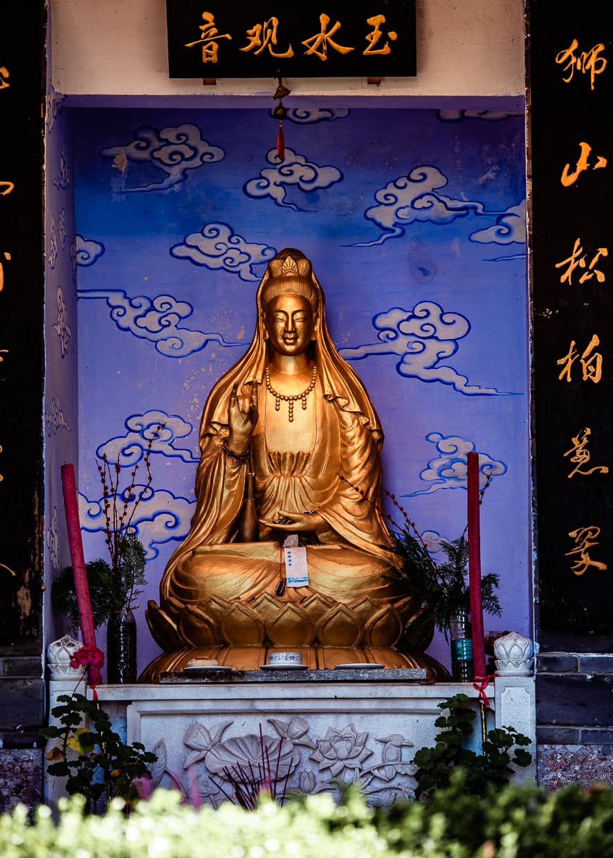 A statue of the Buddha of Compassion in Lijiang, China.