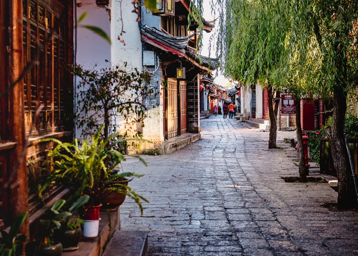 A street outside our hotel in Lijiang, China.