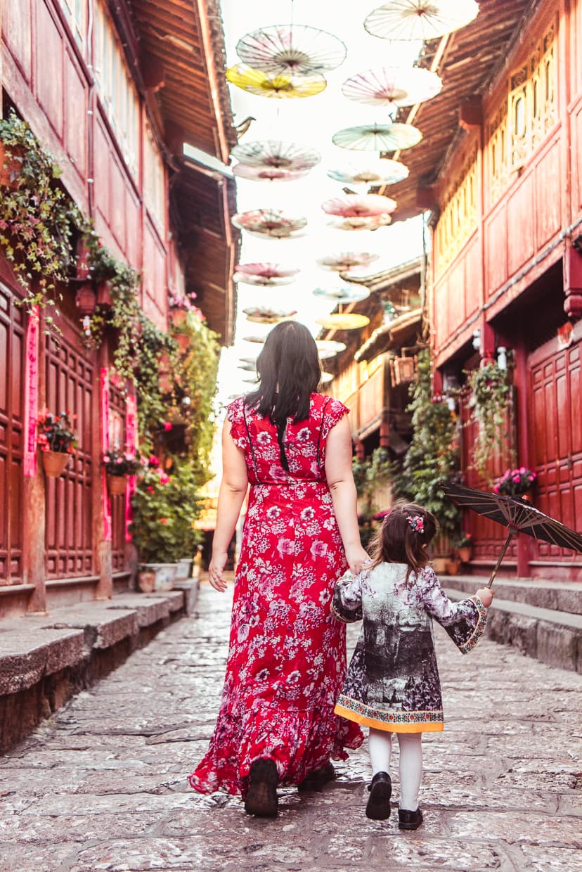 The Lijiang Old Town umbrella street.