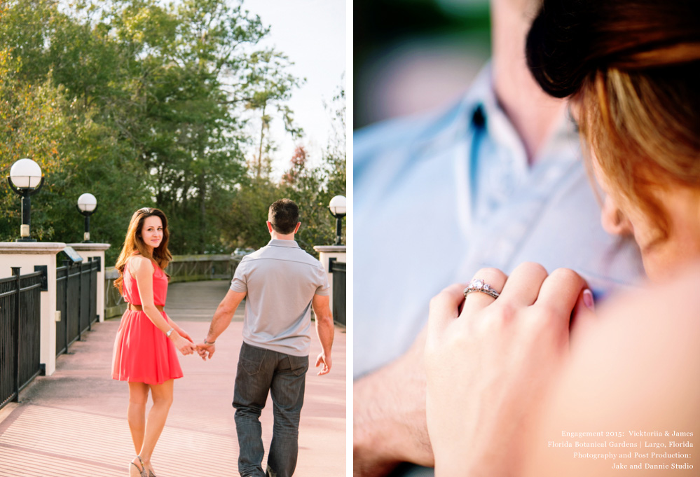 Couple walks down the road and she puts his hand on her chest. See the ring?