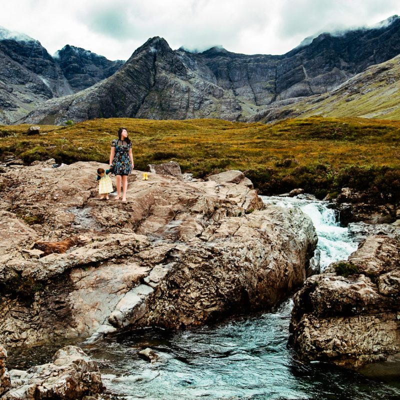 Exploring the rocks next to the isle of Skye's famous fairy pools.