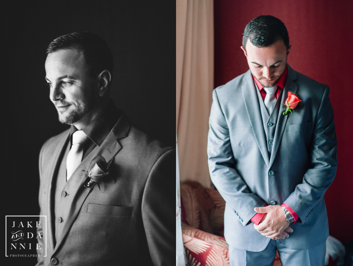 Florida groom spends a moment reflecting before his wedding