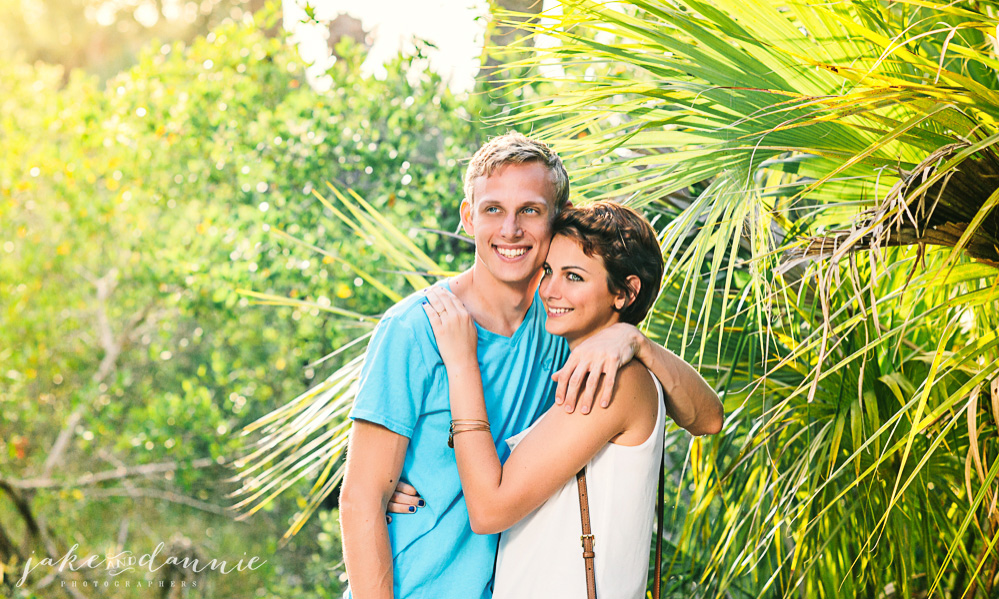 The happy couple get their photo taken in the Florida sunshine