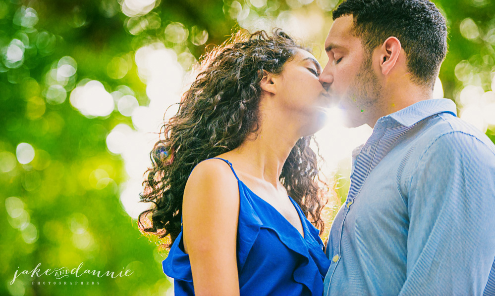 romantic kiss between engaged couple in Tarpon Springs, Florida