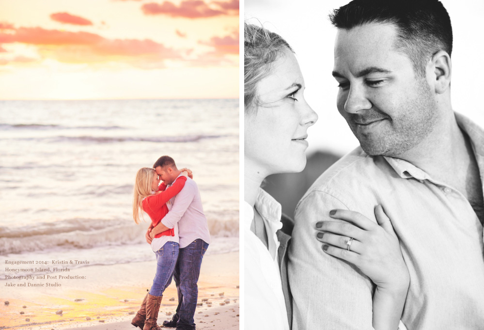 Beautiful engagement photos on the beach at sunset