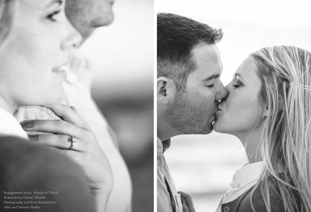 Closeups of the ring and a kiss during engagement photo session