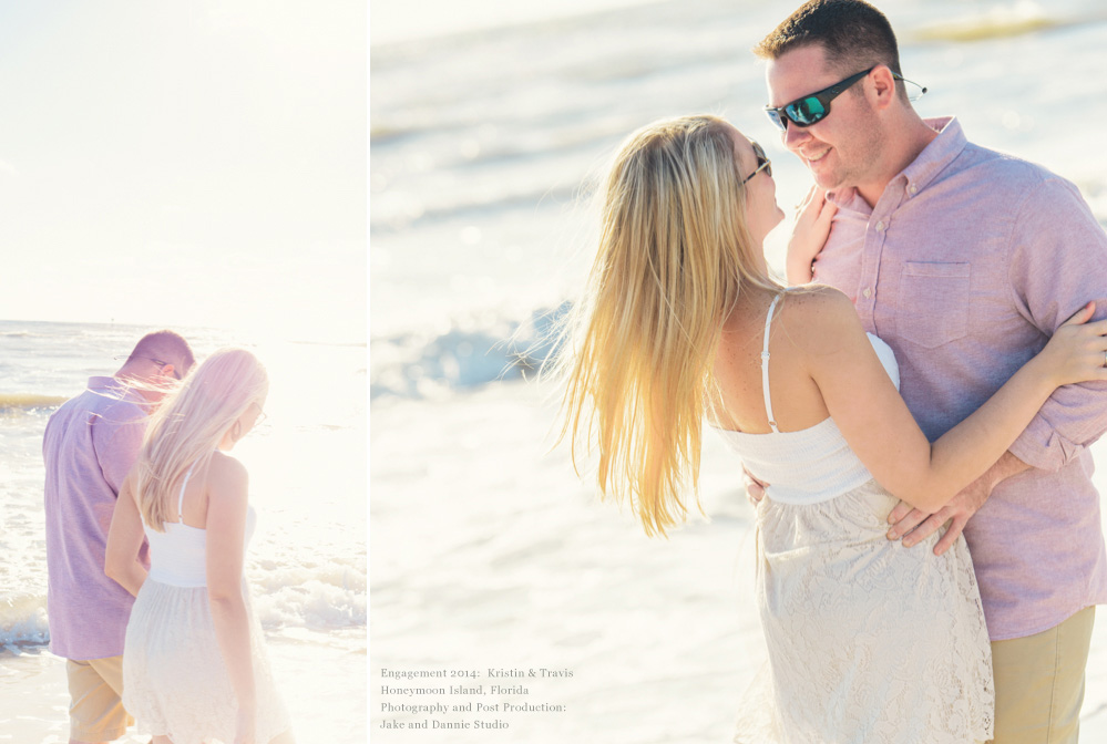 Romantic moments for engaged couple in florida sunshine
