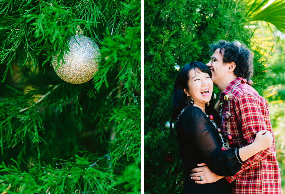 Christmas card photo with Kissing Balls
